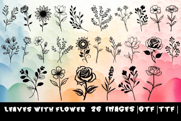 The Leaves with Flower Dingbats Font for Crafters and Sellers